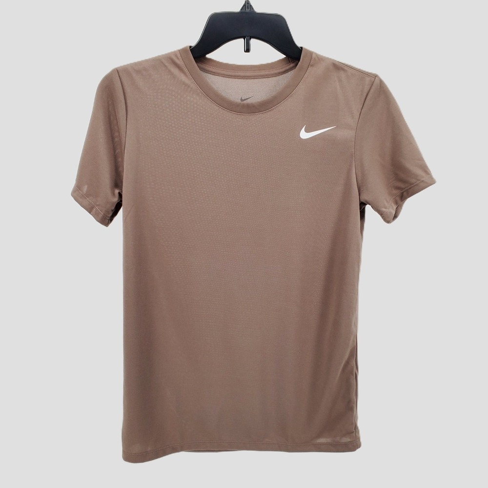 Nike Dri-FIT Women XS Training T-Shirt Short Sleeve Athletic Top Light Brown New